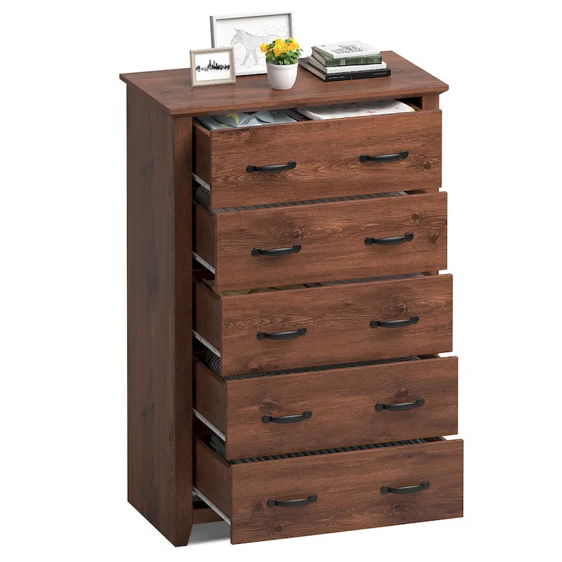 Commode de rangement à 5 tiroirs Armoire haute Organisateur Chambre Couloir