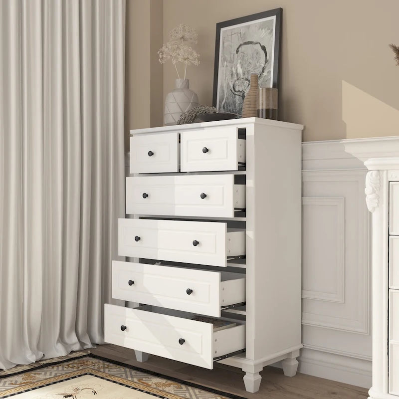 Commode moderne à 6 tiroirs en bois, meuble de rangement organisateur
