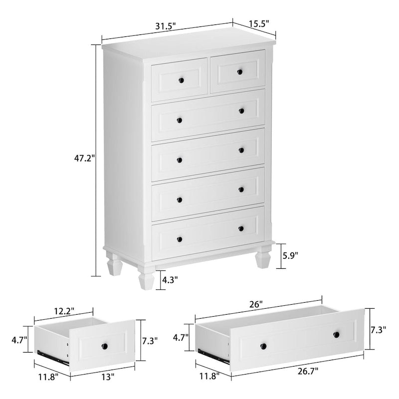 Commode moderne à 6 tiroirs en bois, meuble de rangement organisateur