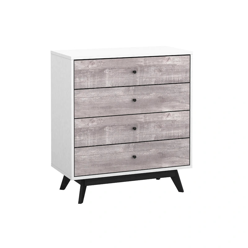 Commode à 4 tiroirs – Commode de chambre à coucher de style moderne du milieu du siècle avec pieds en bois massif