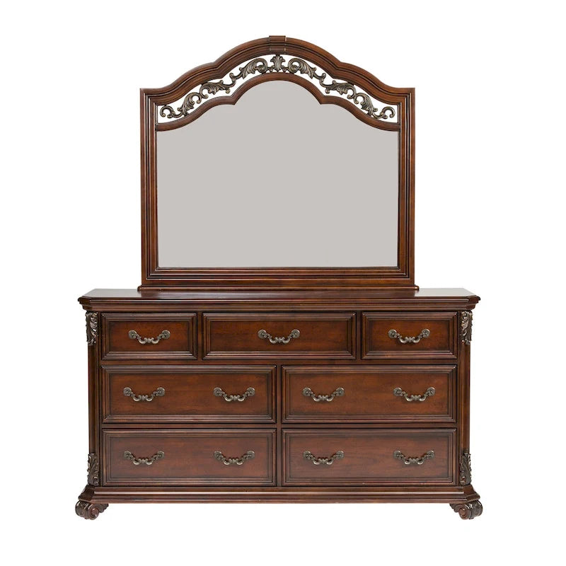Commode et miroir Cognac
