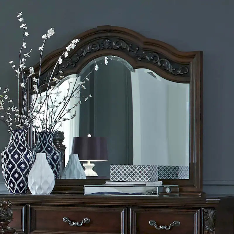 Commode et miroir Cognac