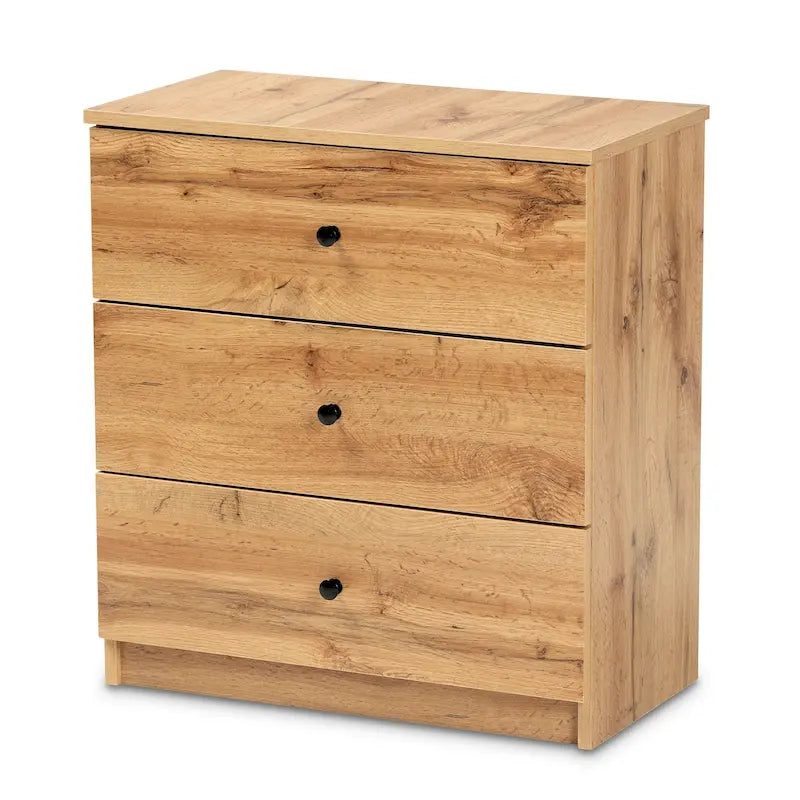 Commode de rangement moderne à 3 tiroirs en bois au fini chêne brun