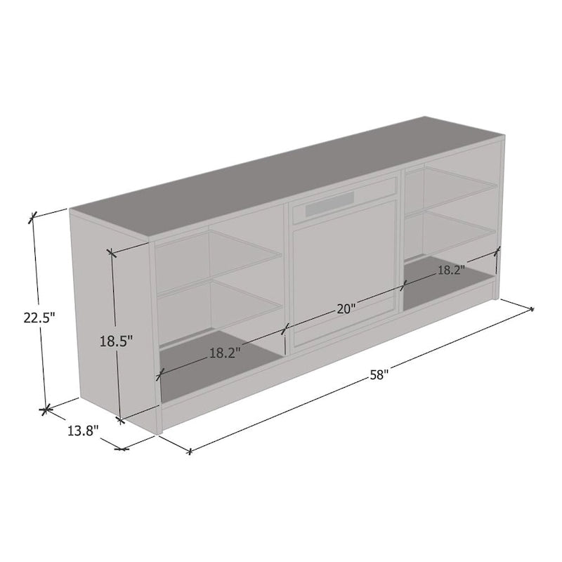 Meuble TV moderne 58 pouces avec foyer électrique