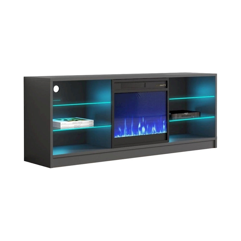 Meuble TV moderne 58 pouces avec foyer électrique