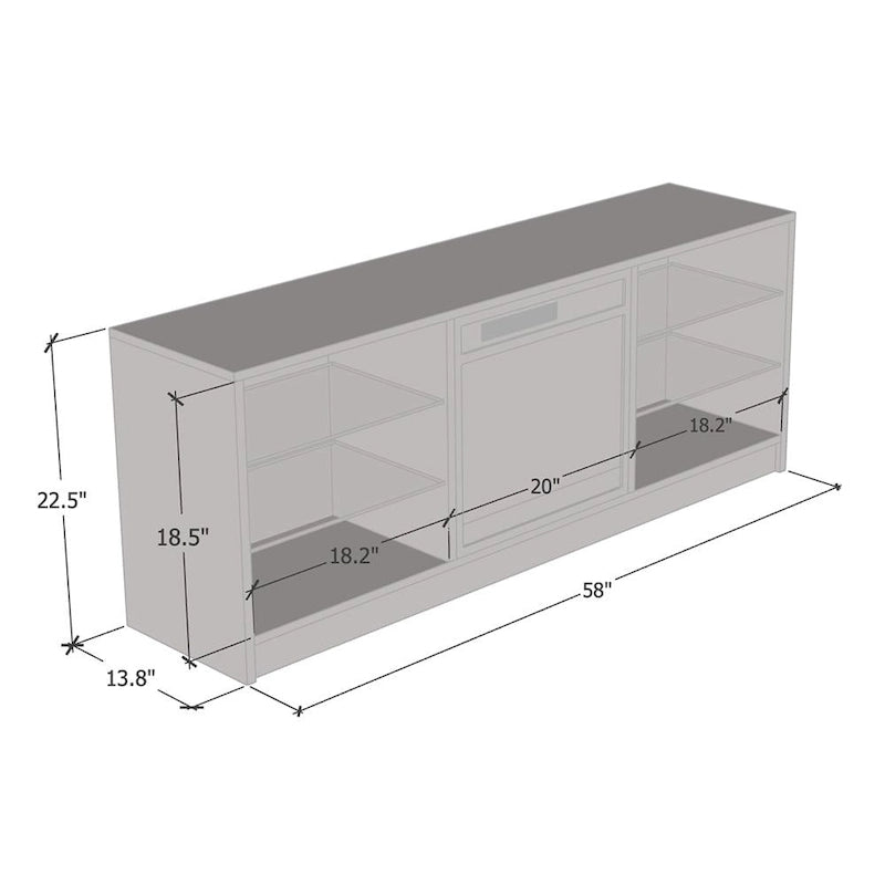 Meuble TV moderne 58 pouces avec foyer électrique