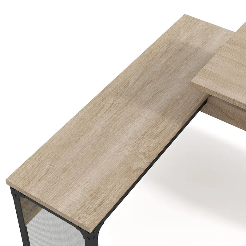 Bureau d'angle debout 165 cm en métal et chêne naturel industriel par