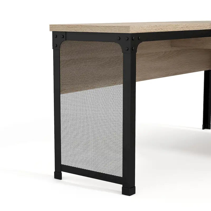 Bureau d'angle debout 165 cm en métal et chêne naturel industriel par