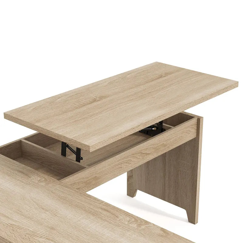 Bureau d'angle debout 165 cm en métal et chêne naturel industriel par