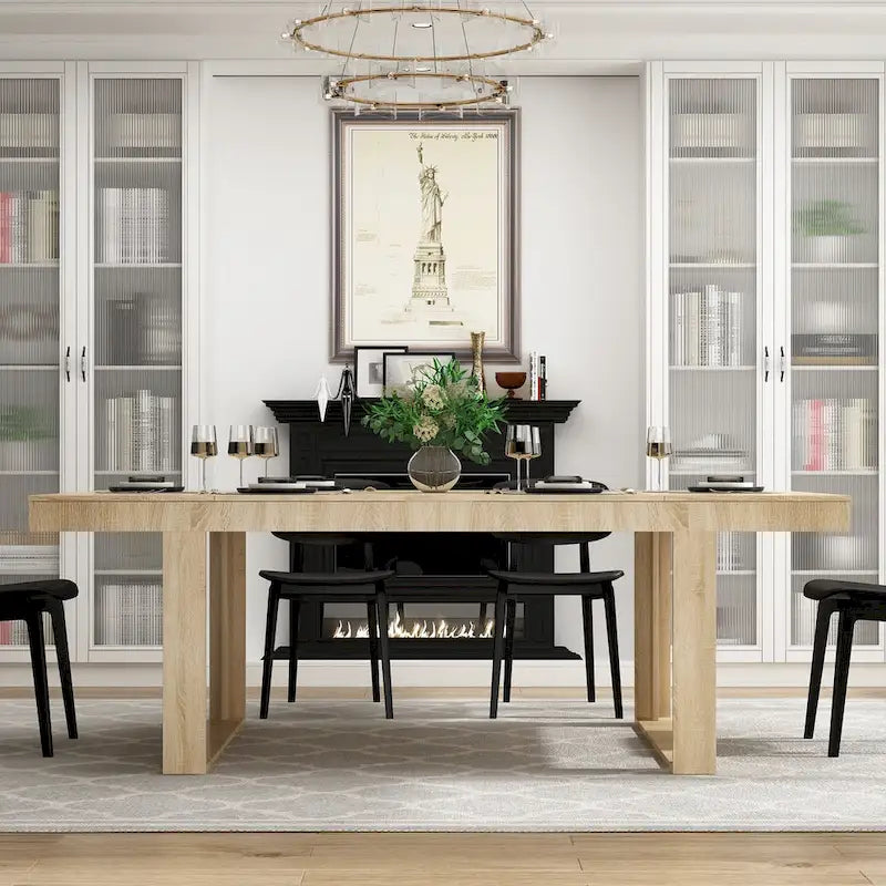 Table de conférence 220 cm (L) x 120 cm (P) avec piètement en bois pour bureau professionnel