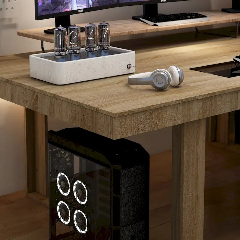 Table de conférence 220 cm (L) x 120 cm (P) avec piètement en bois pour bureau professionnel