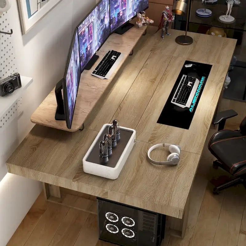 Table de conférence 220 cm (L) x 120 cm (P) avec piètement en bois pour bureau professionnel