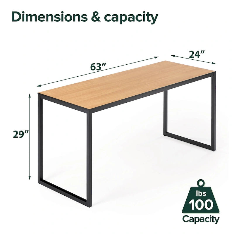 Bureau en métal de 63 pouces avec cadre