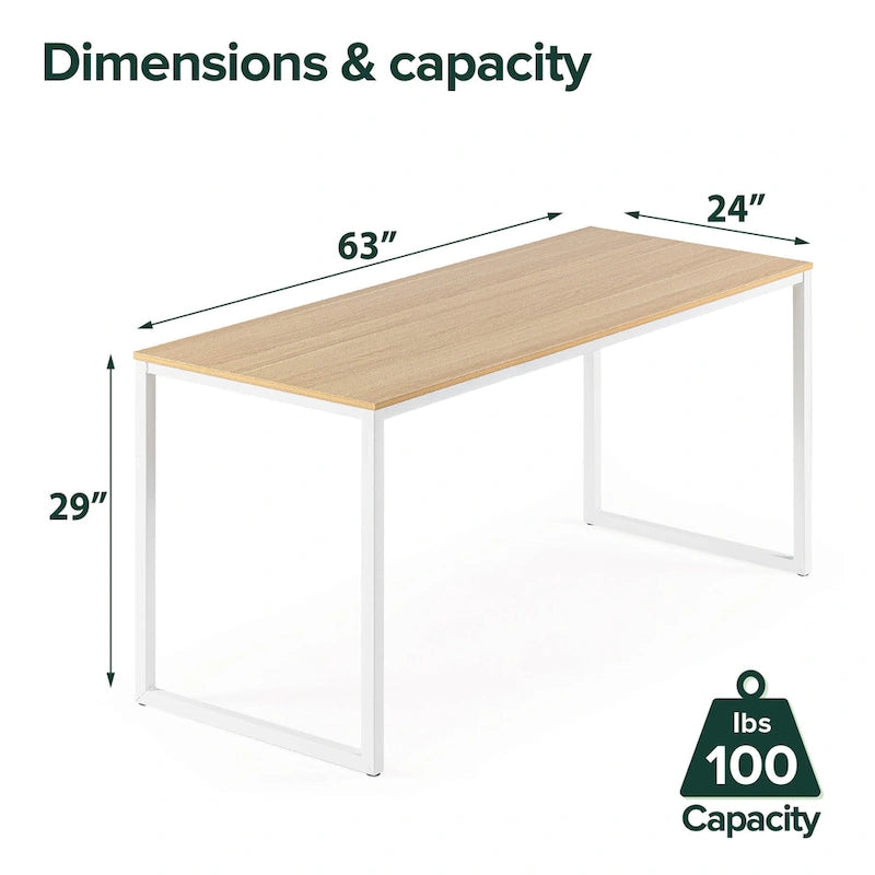 Bureau en métal de 63 pouces avec cadre