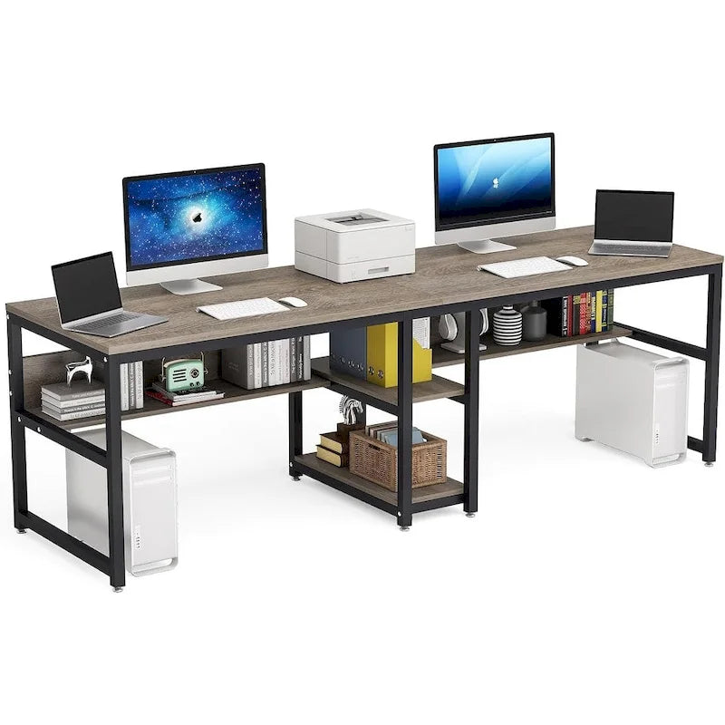 Bureau deux personnes avec étagère, Double bureau