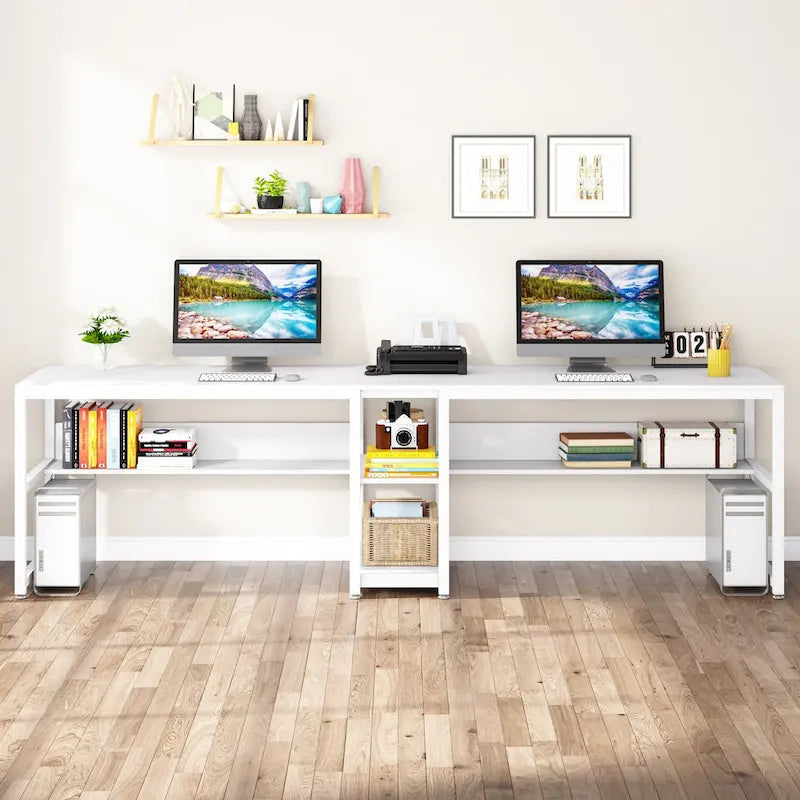 Bureau deux personnes avec étagère, Double bureau