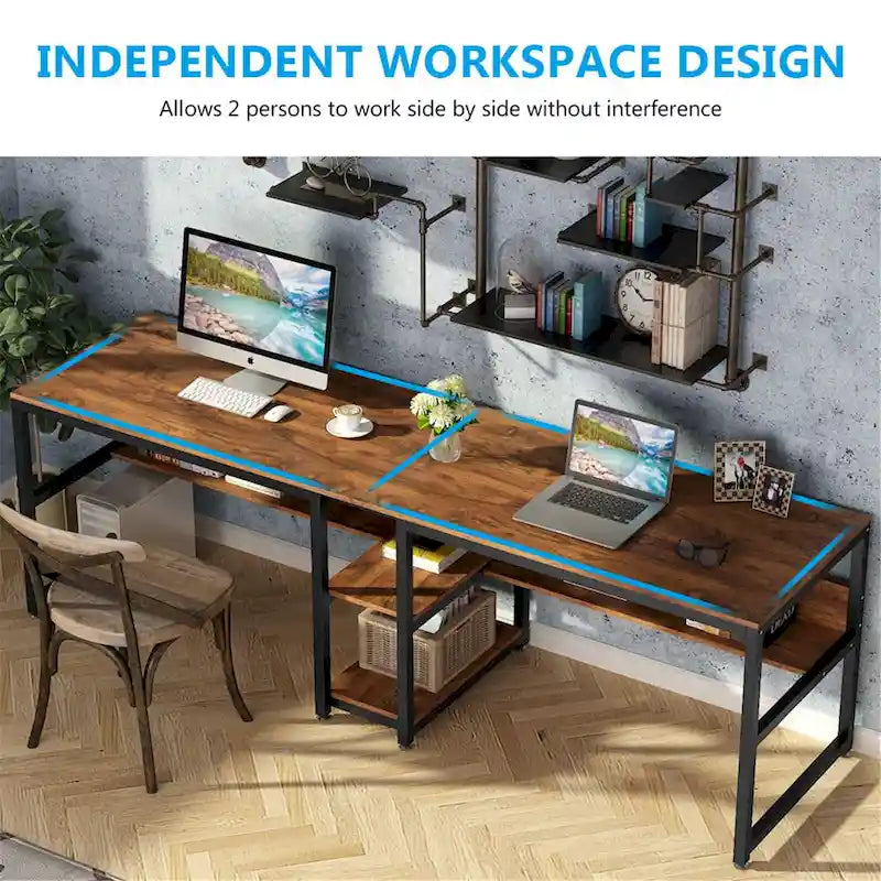Bureau deux personnes avec étagère, Double bureau