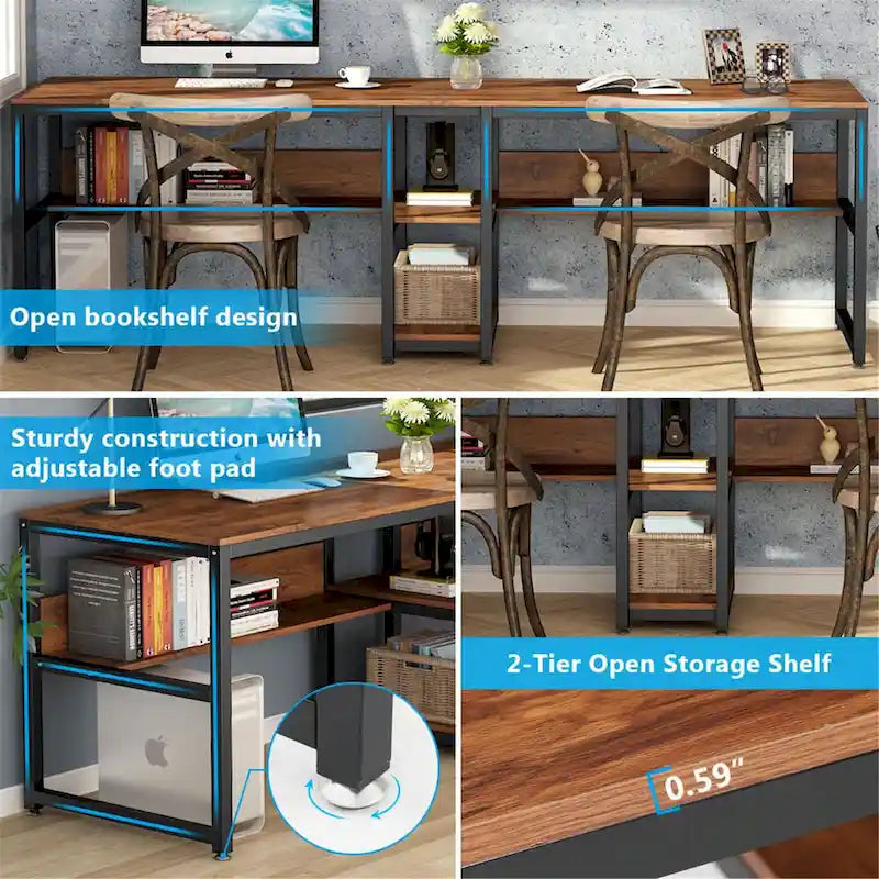 Bureau deux personnes avec étagère, Double bureau