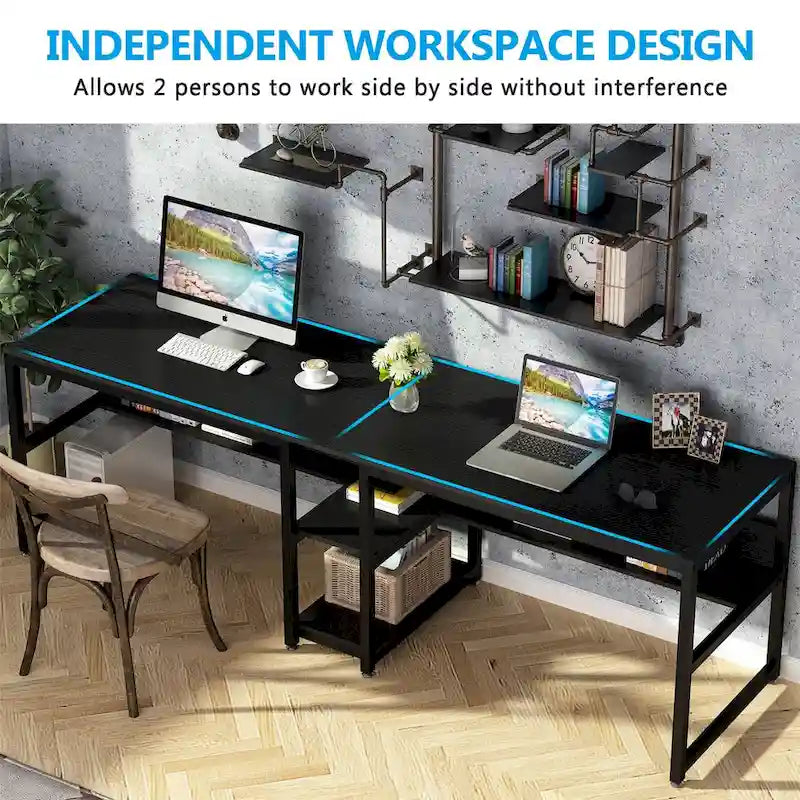 Bureau deux personnes avec étagère, Double bureau