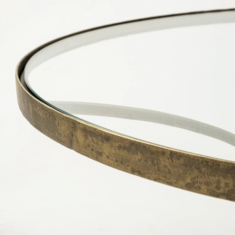 Table d'appoint ronde avec plateau en verre, métal doré et piédestal en marbre blanc