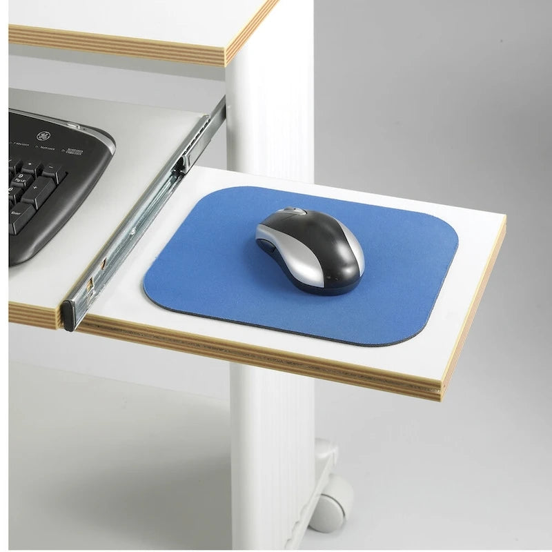 Bureau d'ordinateur mobile debout et support d'imprimante avec rangement