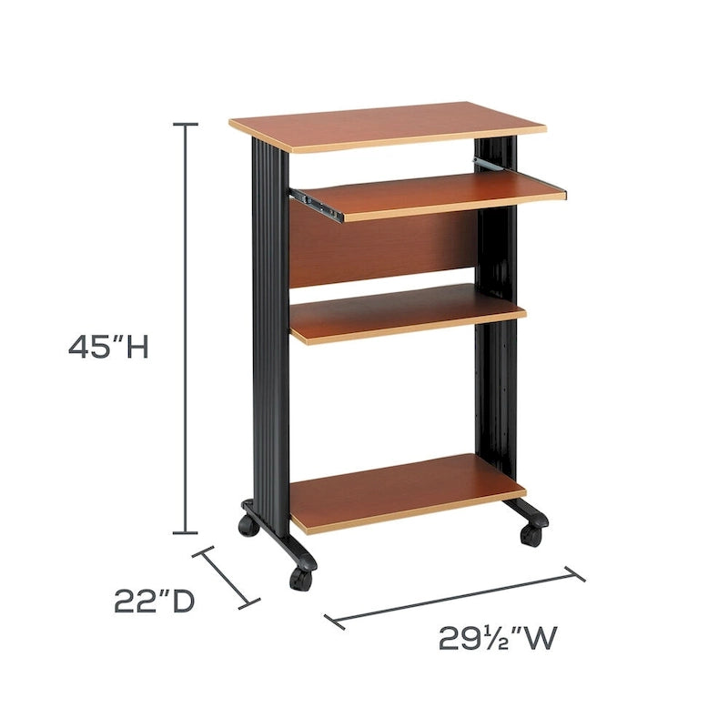 Bureau d'ordinateur mobile debout et support d'imprimante avec rangement