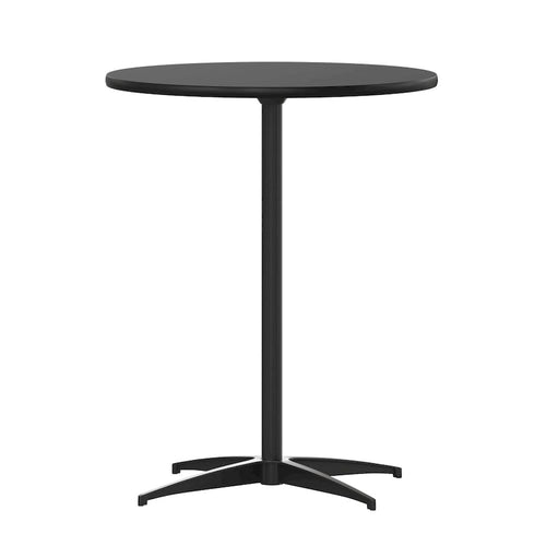 24 Round Wood Cocktail Table with 30 and 42 Columns