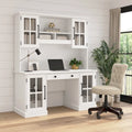 Bureau informatique 60W avec huche et rangement par