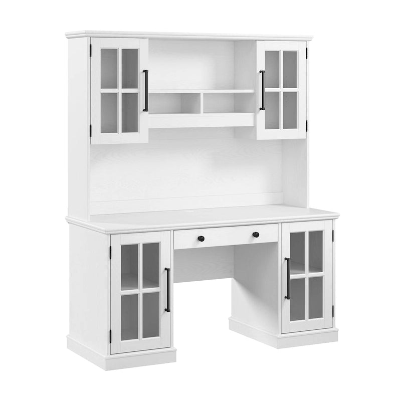 Bureau informatique 60W avec huche et rangement par