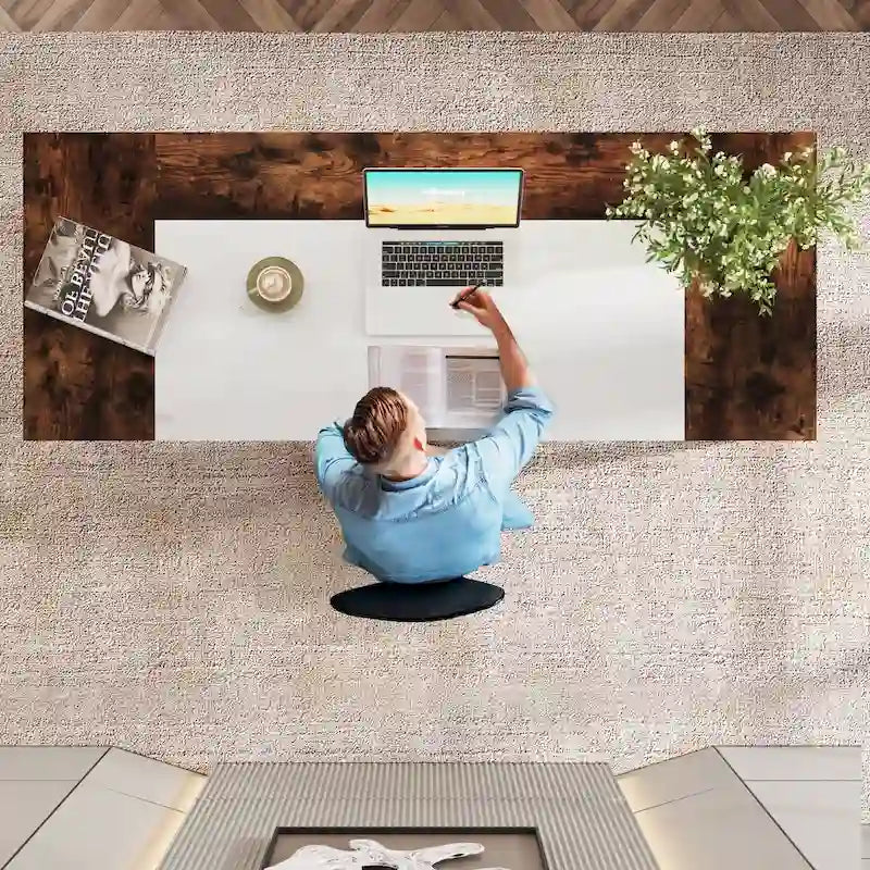 Bureau de Direction avec Étagère de Rangement, Poste de Travail Professionnel, Bureau d'Écriture pour la Salle du Patron