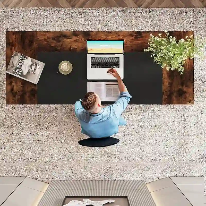 Bureau de Direction avec Étagère de Rangement, Poste de Travail Professionnel, Bureau d'Écriture pour la Salle du Patron