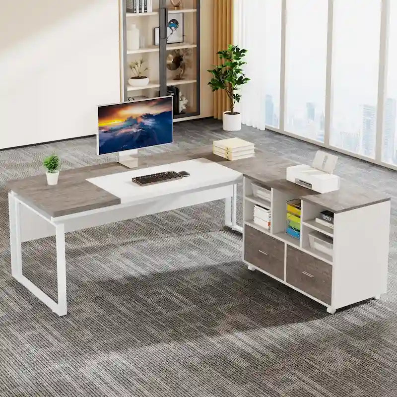 Bureau d'ordinateur exécutif moderne de 63 po, bureau de télétravail de 5 pi (Bureau seulement)