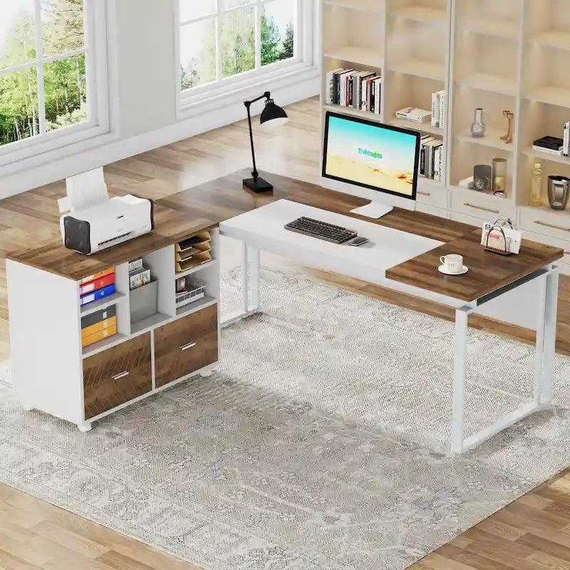 Bureau d'ordinateur exécutif moderne de 63 po, bureau de télétravail de 5 pi (Bureau seulement)