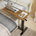 Table de lit réglable en hauteur, bureau d'ordinateur portable inclinable avec 4 roulettes