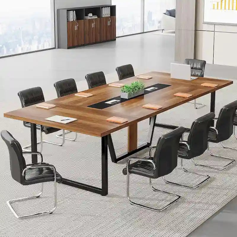 Table de conférence de 2,4 m, grande table de réunion pour 10 personnes, assemblage facile