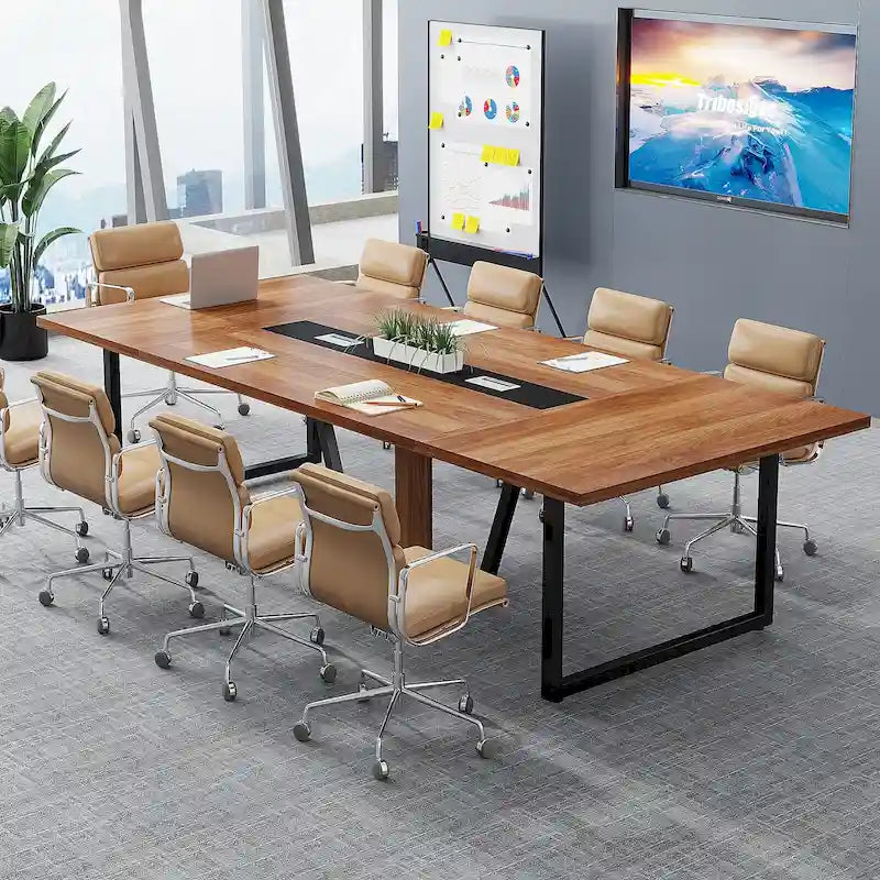 Table de conférence de 2,4 m, grande table de réunion pour 10 personnes, assemblage facile