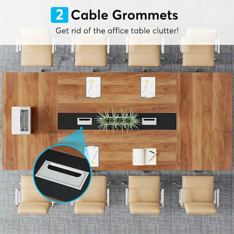 Table de conférence de 2,4 m, grande table de réunion pour 10 personnes, assemblage facile