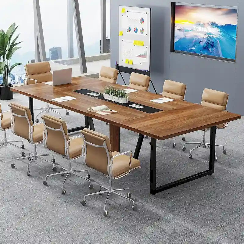 Table de conférence de 2,4 m, grande table de réunion pour 10 personnes, assemblage facile
