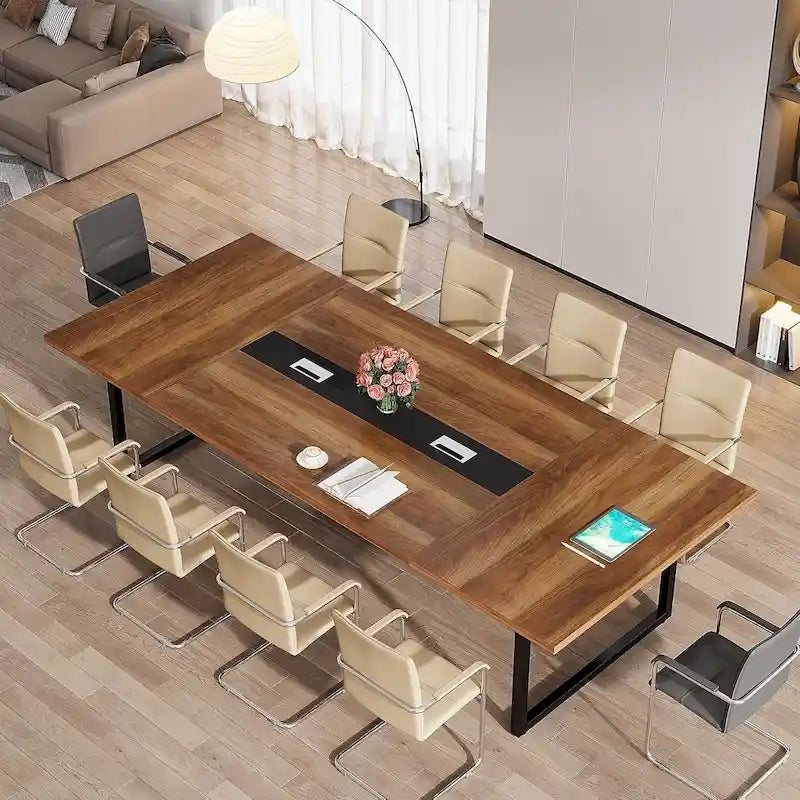 Table de conférence de 2,4 m, grande table de réunion pour 10 personnes, assemblage facile