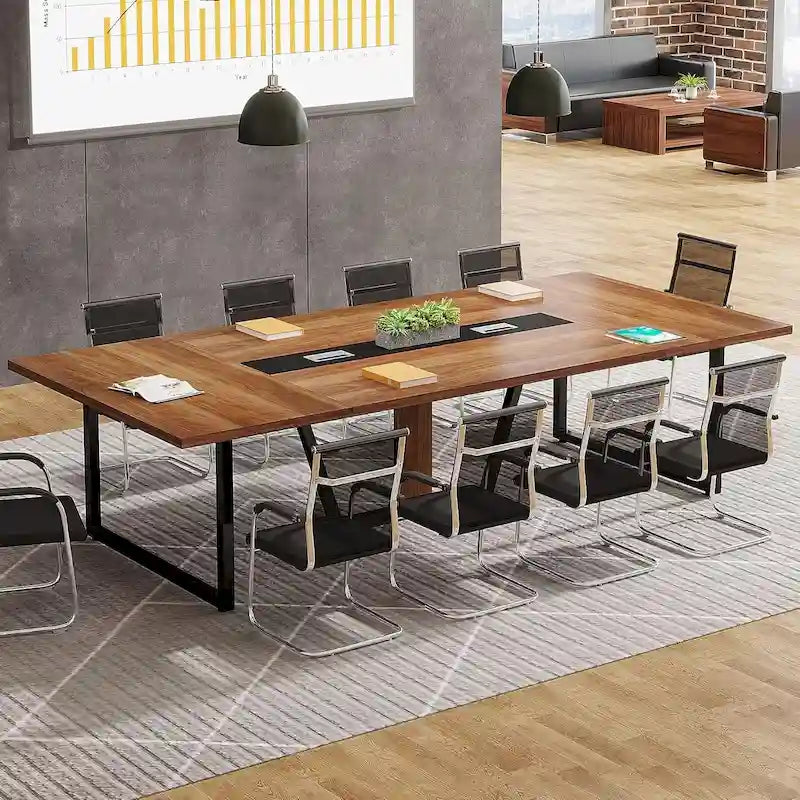Table de conférence de 2,4 m, grande table de réunion pour 10 personnes, assemblage facile