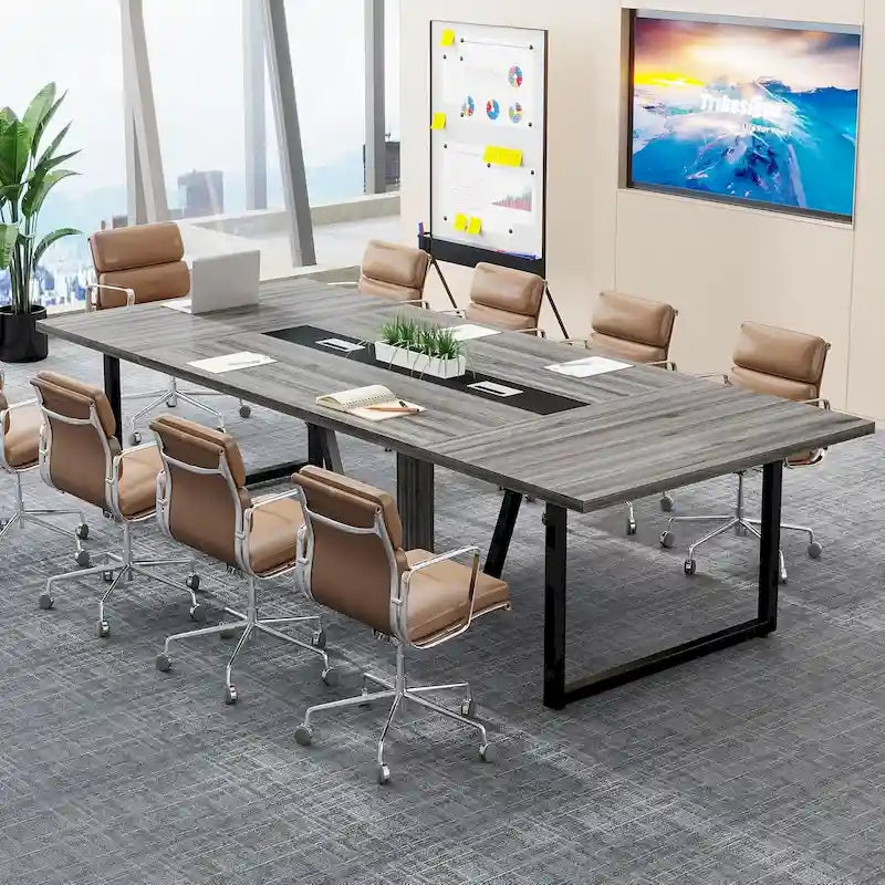 Table de conférence de 2,4 m, grande table de réunion pour 10 personnes, assemblage facile