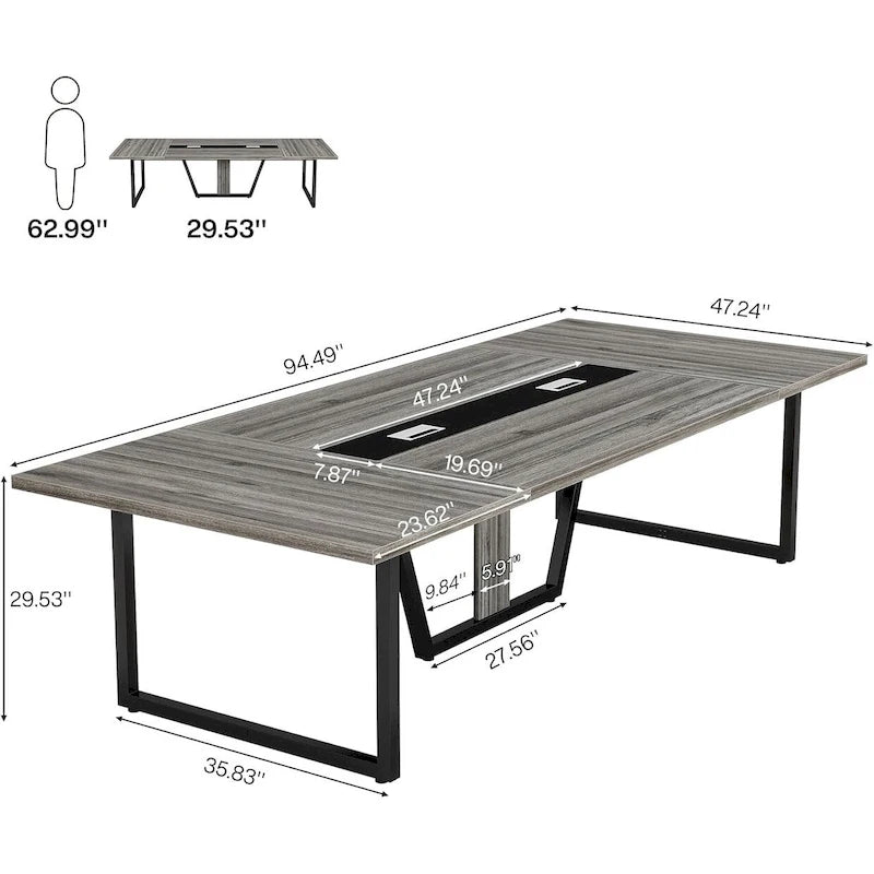 Table de conférence de 2,4 m, grande table de réunion pour 10 personnes, assemblage facile