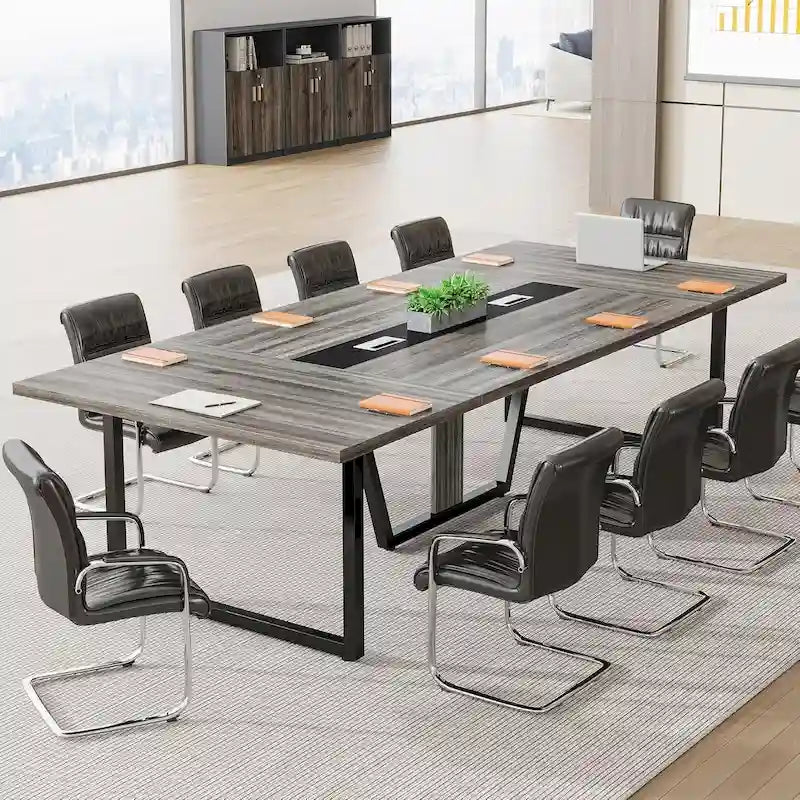 Table de conférence de 2,4 m, grande table de réunion pour 10 personnes, assemblage facile
