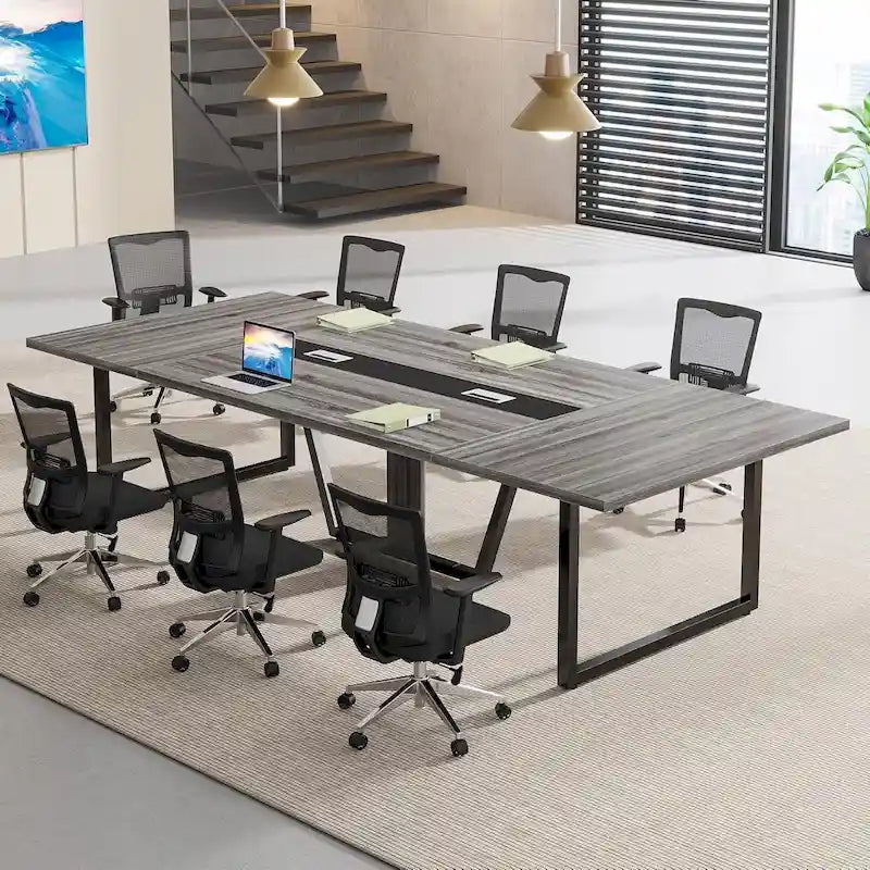 Table de conférence de 2,4 m, grande table de réunion pour 10 personnes, assemblage facile