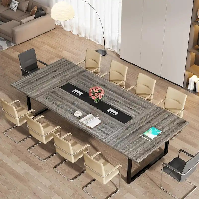 Table de conférence de 2,4 m, grande table de réunion pour 10 personnes, assemblage facile