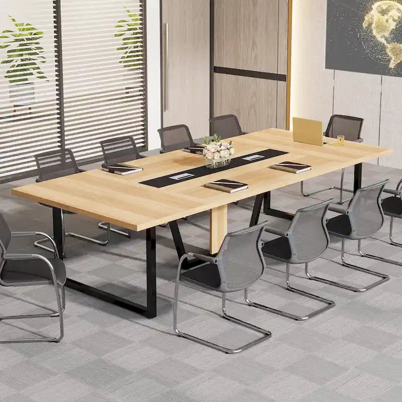 Table de conférence de 2,4 m, grande table de réunion pour 10 personnes, assemblage facile