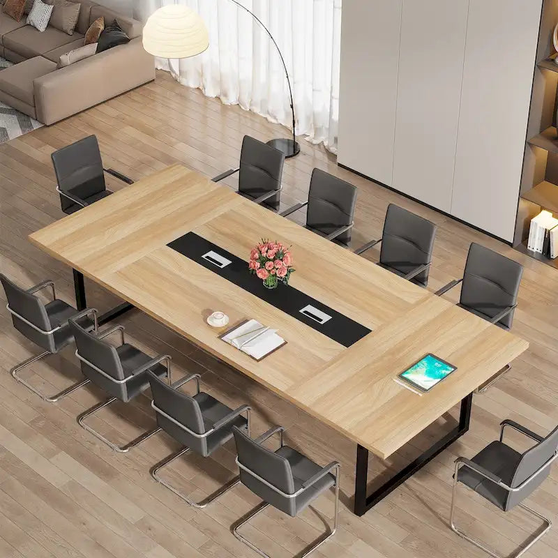 Table de conférence de 2,4 m, grande table de réunion pour 10 personnes, assemblage facile