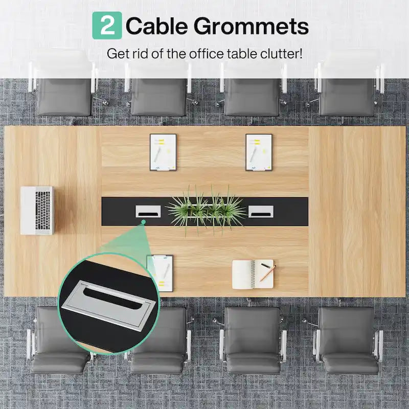 Table de conférence de 2,4 m, grande table de réunion pour 10 personnes, assemblage facile