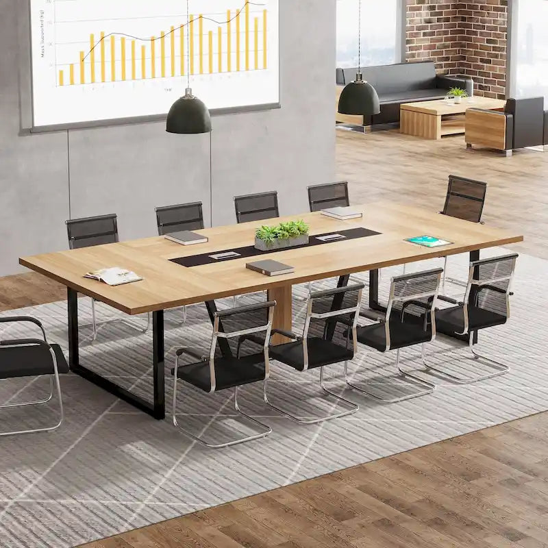 Table de conférence de 2,4 m, grande table de réunion pour 10 personnes, assemblage facile