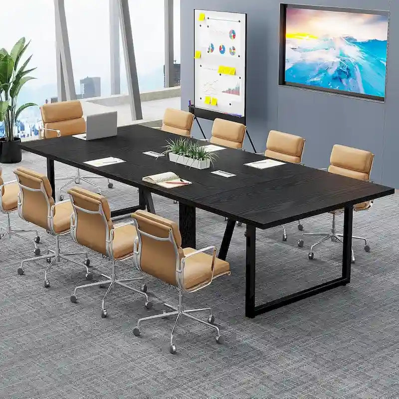 Table de conférence de 2,4 m, grande table de réunion pour 10 personnes, assemblage facile
